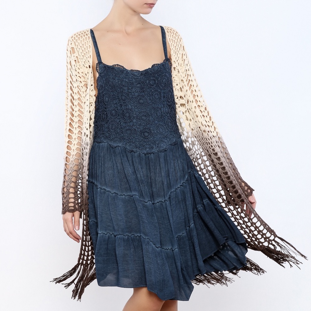 Umgee Ombré Knit Crochet Cardigan